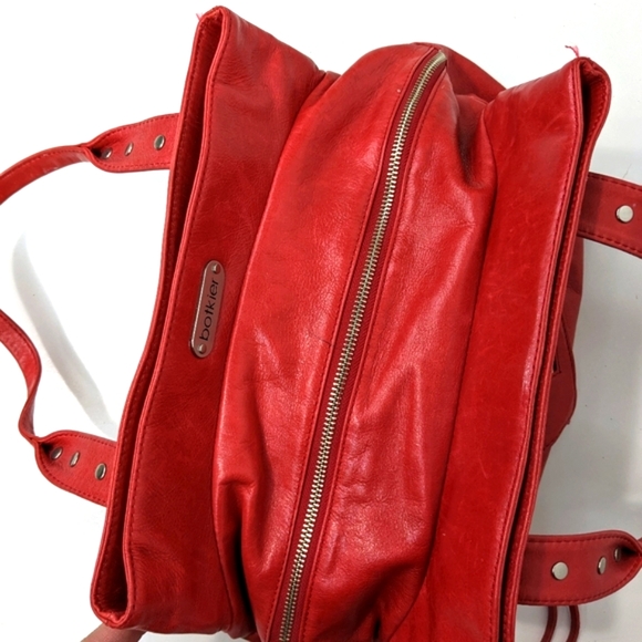 Botkier Clyde Trigger Studded Red Leather Satchel Vintage - Picture 8 of 9